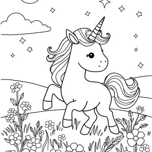 Free Printable Cute Colouring Free Printable Cute Unicorn Coloring Page coloring page for kids