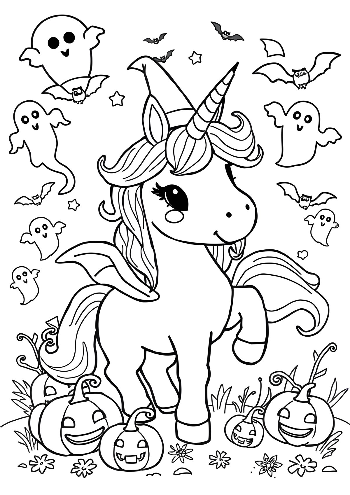 Halloween Unicorn Coloring Page For Kids coloring page for kids