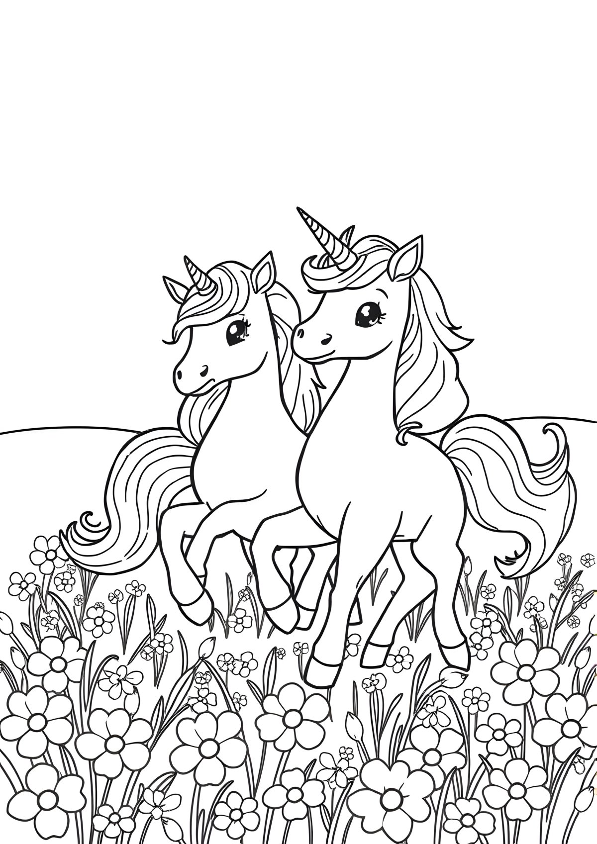 Two Unicorn Coloring Page coloring page for kids