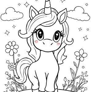 Baby Cartoon Unicorn Coloring Page coloring page for kids