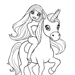 Barbie And Unicorn Coloring Page coloring page for kids
