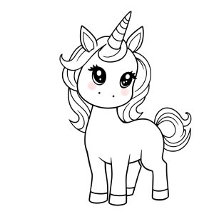 Cute Easy Unicorn Coloring Page coloring page for kids