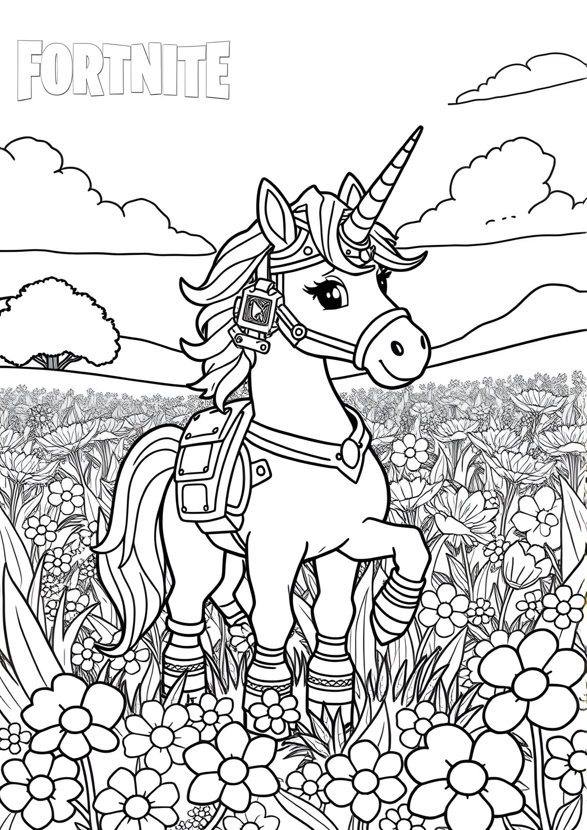 Fortnite Unicorn Coloring Page coloring page for kids