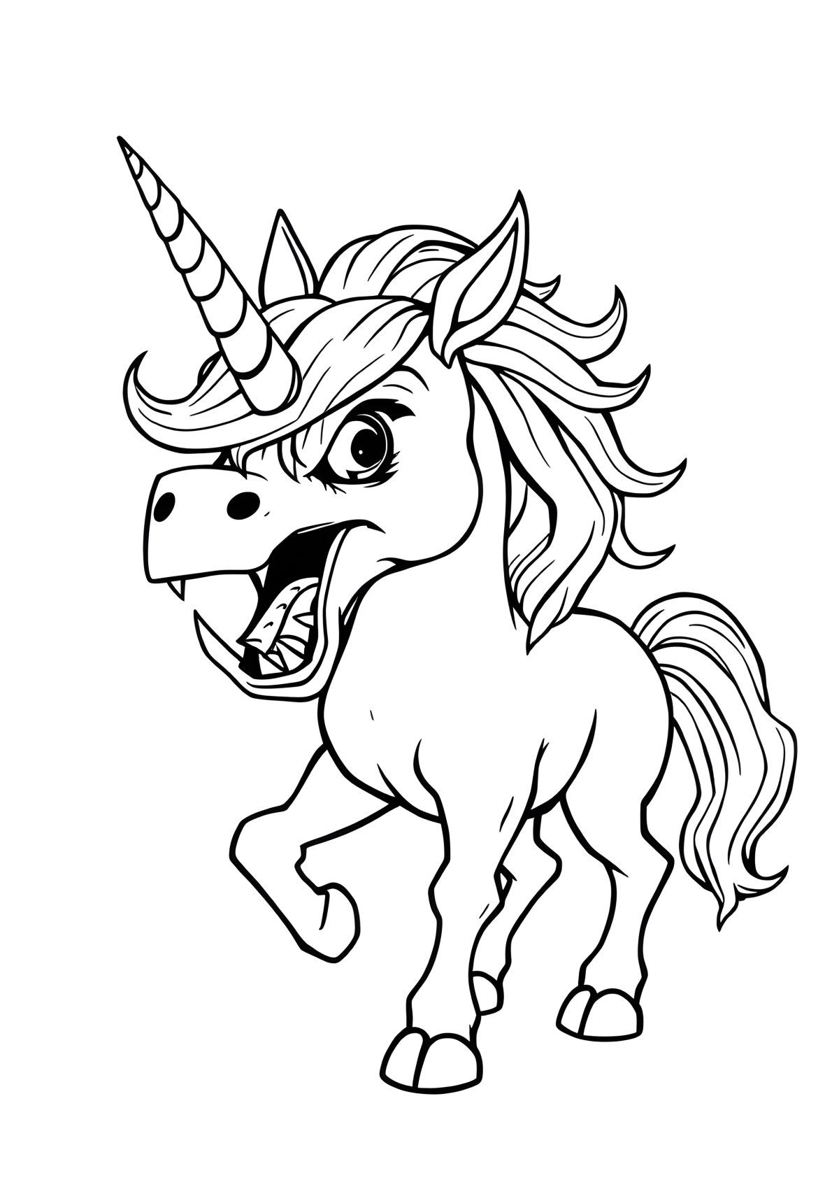 Scary Unicorn Coloring Page coloring page for kids