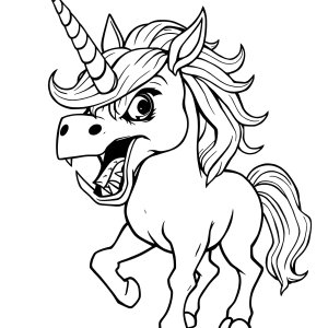 Scary Unicorn Coloring Page coloring page for kids
