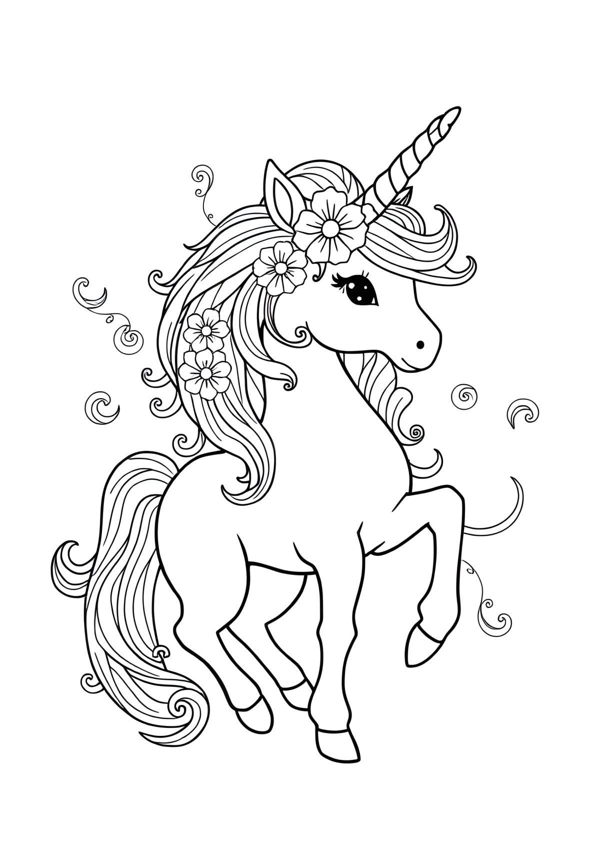Adult Coloring Page Printable Unicorn coloring page for kids