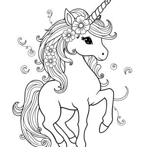 Adult Coloring Page Printable Unicorn coloring page for kids