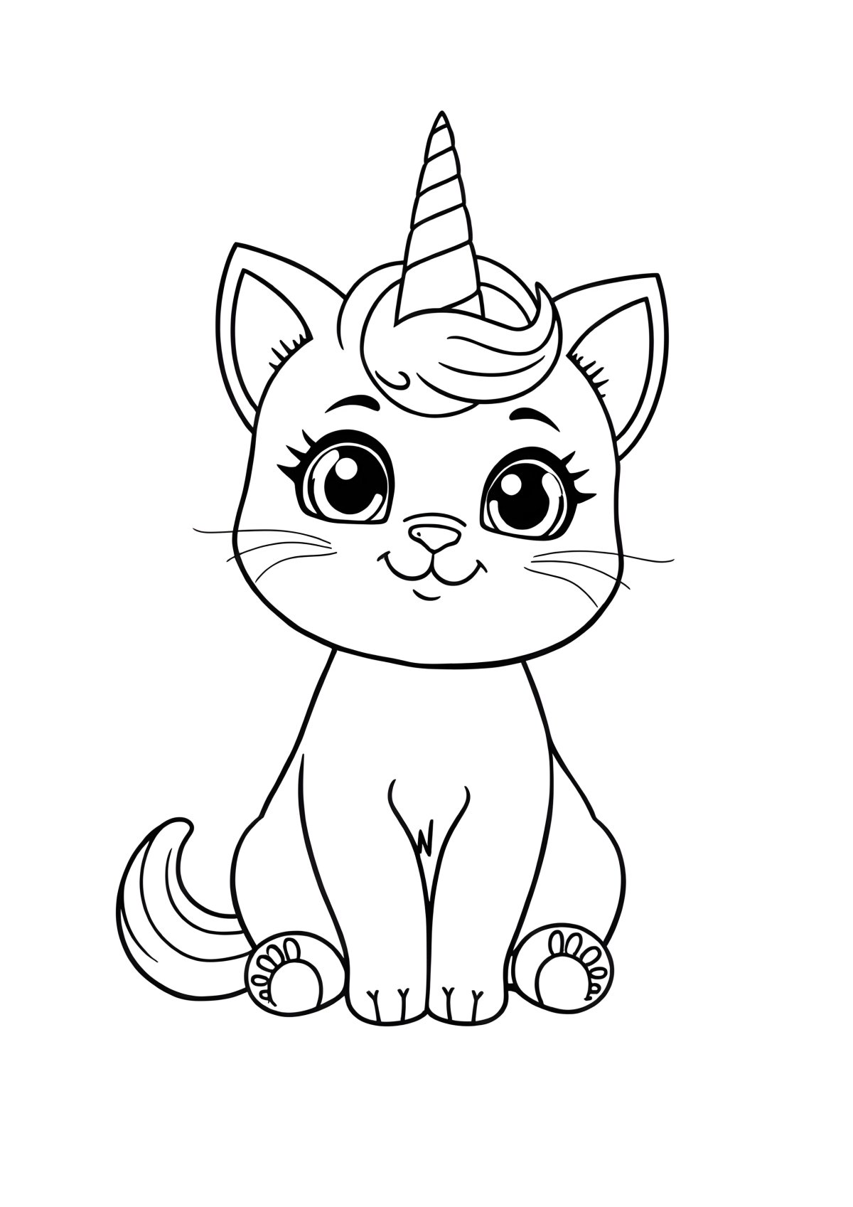 Baby Cat Unicorn Coloring Page coloring page for kids