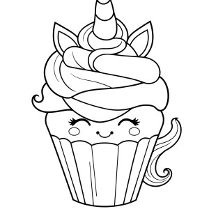 Cup Cake Unicorn Cupcake Coloring Page coloring page for kids