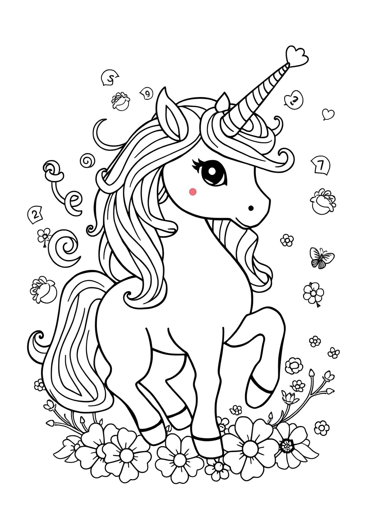 Free Printable Unicorn Color By Number Page coloring page for kids
