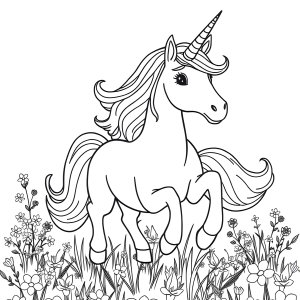 Unicorn Coloring Page Medium coloring page for kids