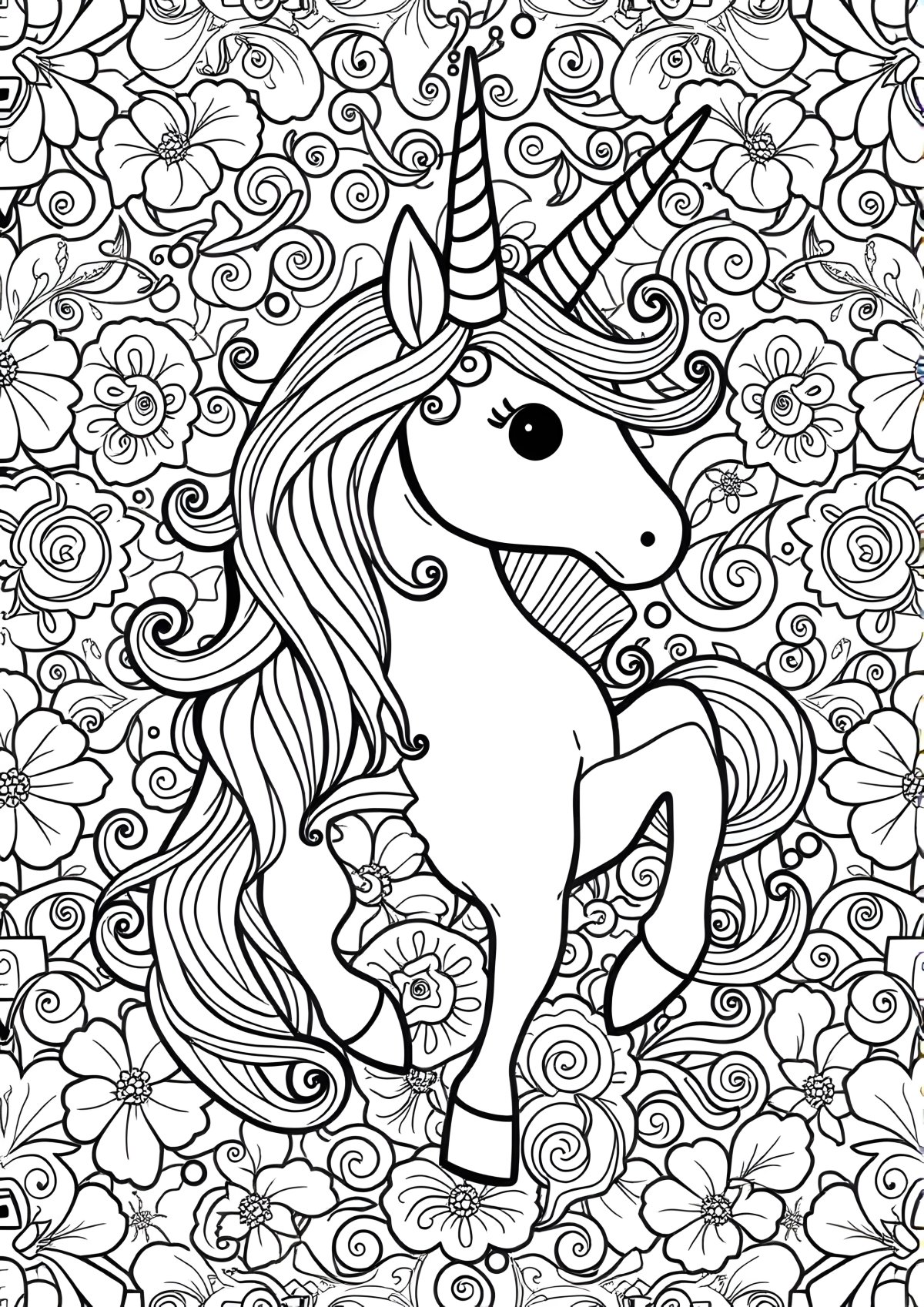 Adult Coloring Page Unicorn Patterns coloring page for kids