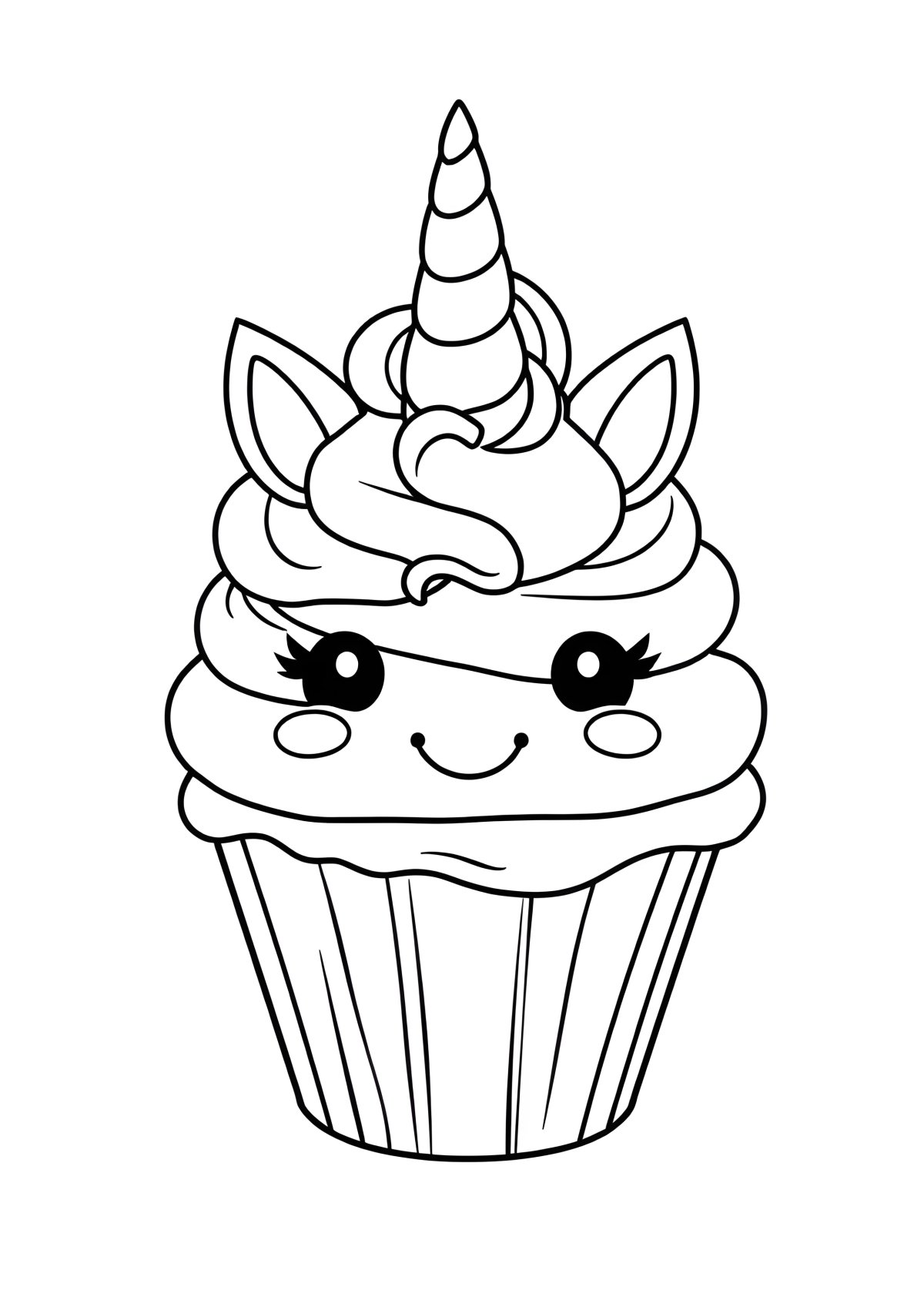 Cupcake So Cute Unicorn Cake Coloring Page coloring page for kids