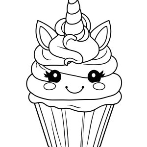 Cupcake So Cute Unicorn Cake Coloring Page coloring page for kids