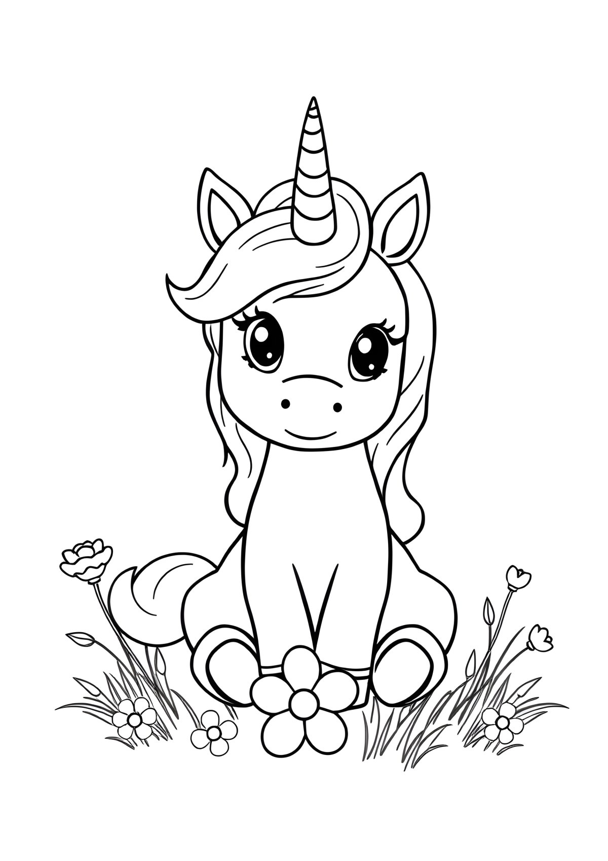 Baby Cute Baby Unicorn Coloring Page coloring page for kids