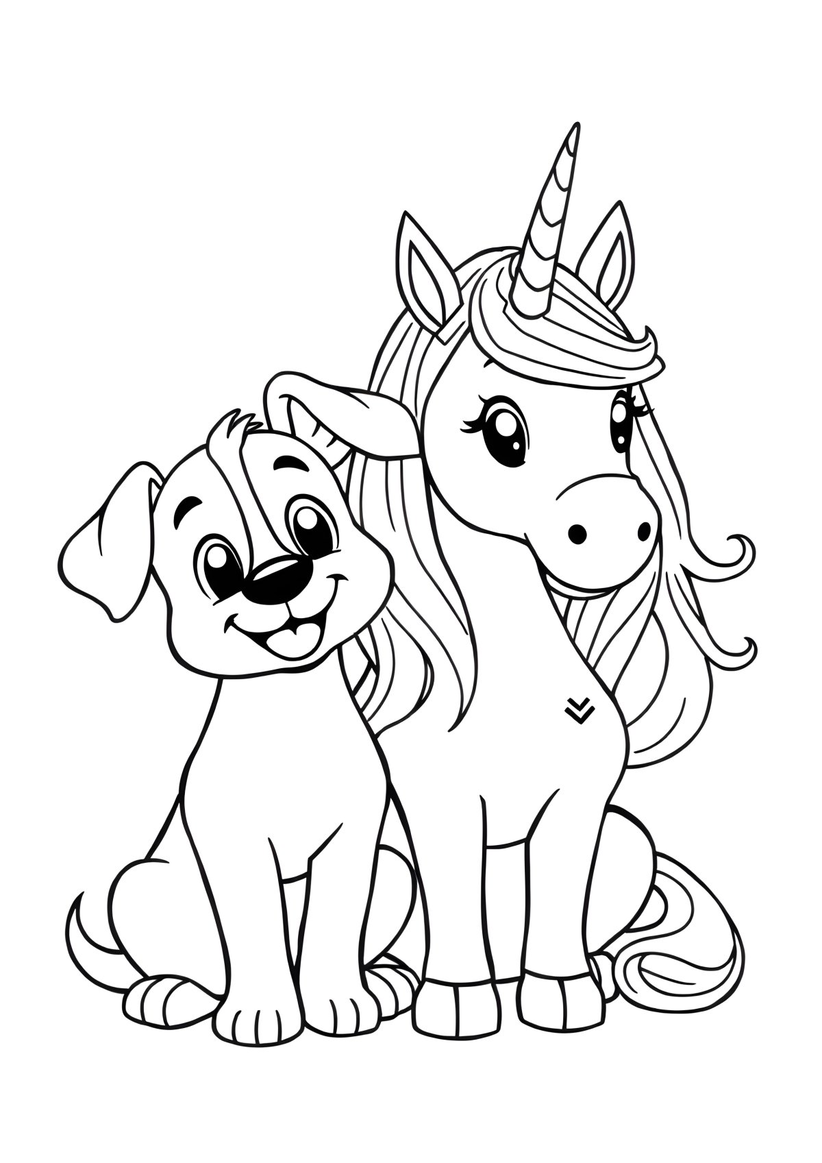 Dog And Unicorn Coloring Page coloring page for kids