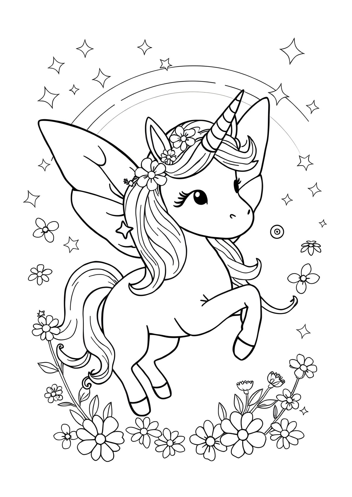 Fairy Fairy Unicorn Coloring Page coloring page for kids