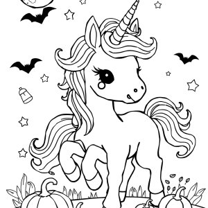 Zombie Unicorn Halloween Unicorn Coloring Page coloring page for kids