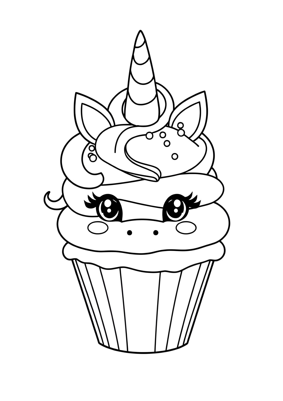 Cute Unicorn Cupcake Coloring Page coloring page for kids