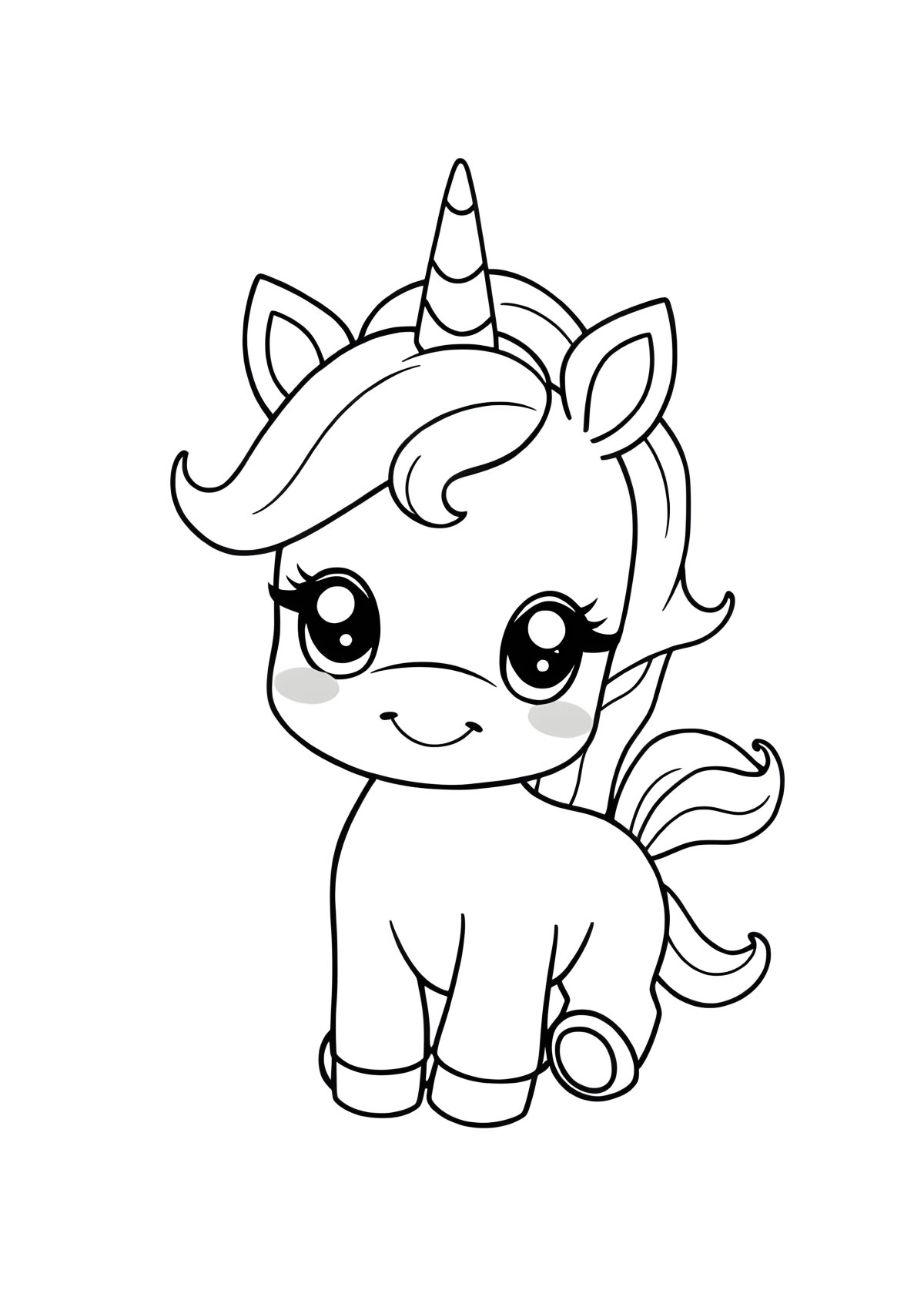 Baby Cute Kawaii Unicorn Coloring Page coloring page for kids