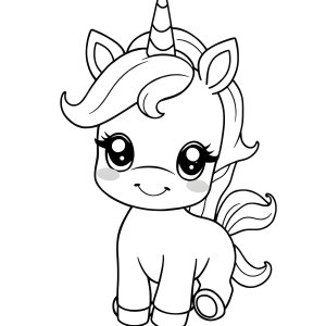 Baby Cute Kawaii Unicorn Coloring Page coloring page for kids