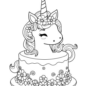 Draw So Cute Unicorn Cake Coloring Page coloring page for kids