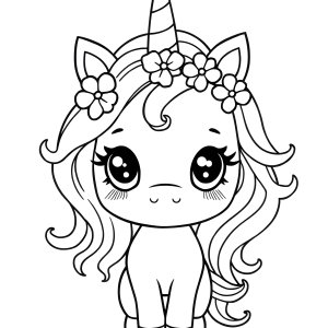 Cute Kawaii Unicorn Girl Coloring Page coloring page for kids