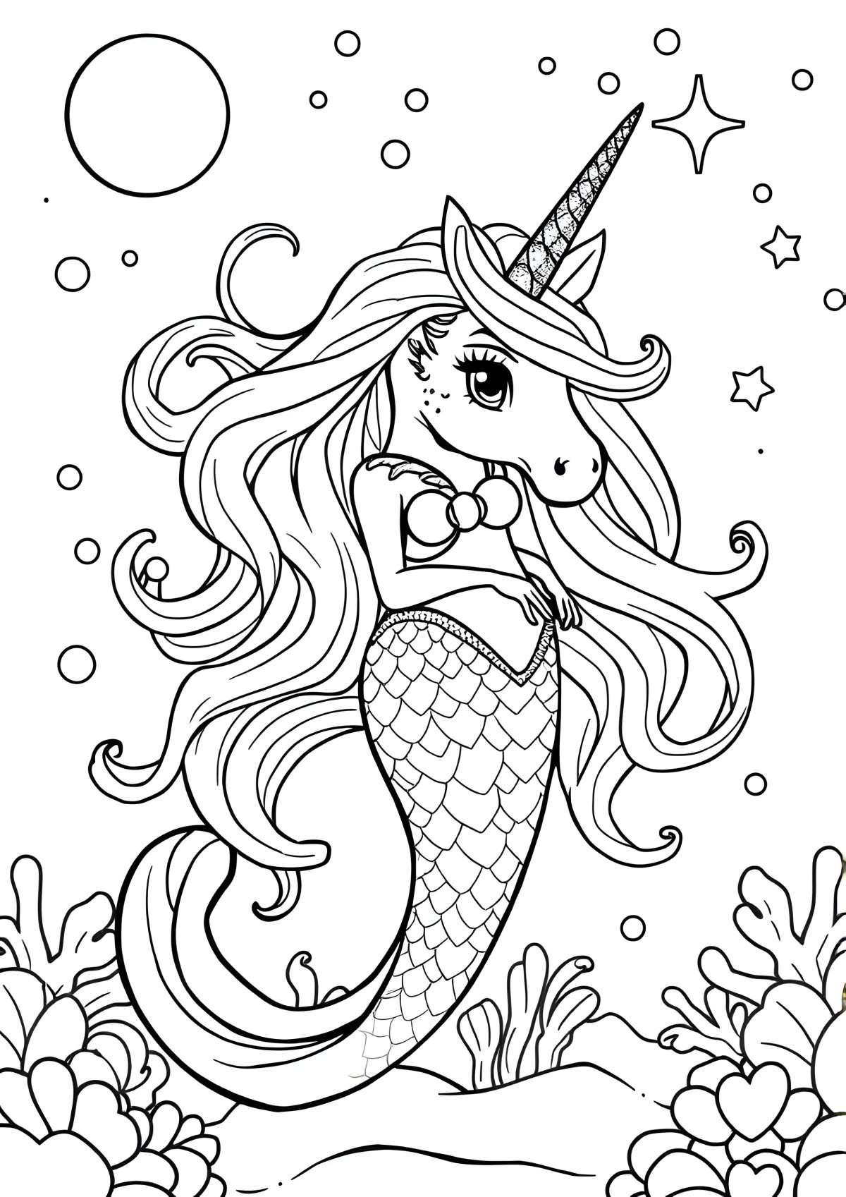 Mermaid Unicorn Barbie Coloring Page coloring page for kids