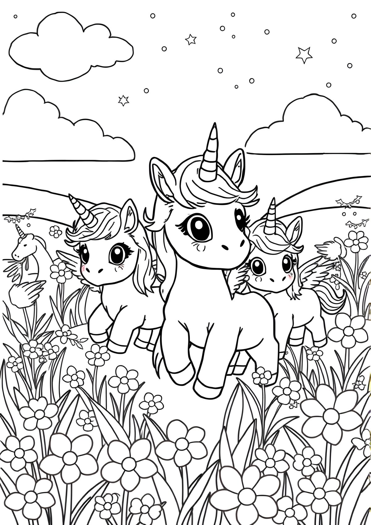 Unicorn Puppies Coloring Page coloring page for kids
