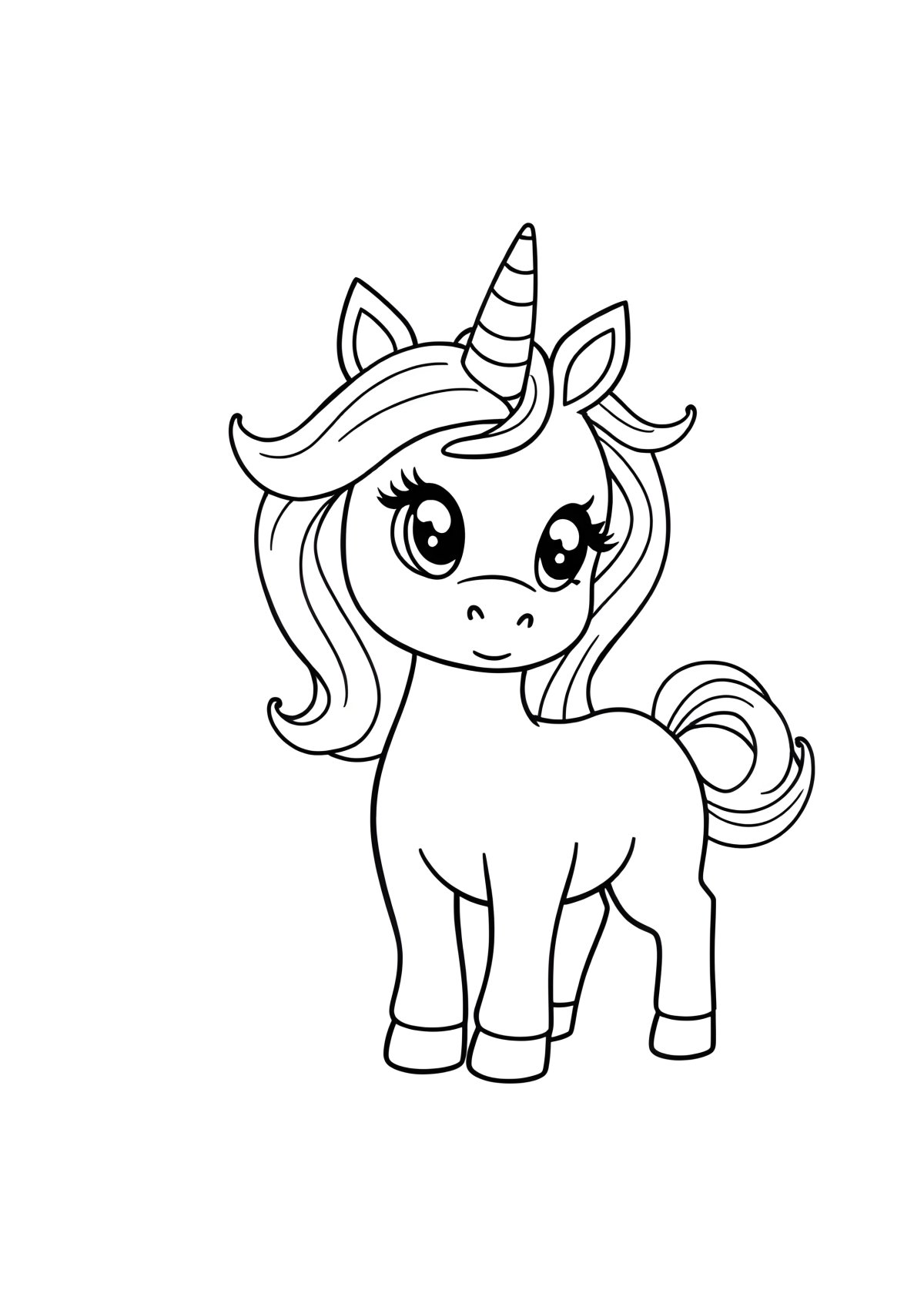 Cute Little Unicorn Coloring Page coloring page for kids
