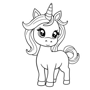 Cute Little Unicorn Coloring Page coloring page for kids