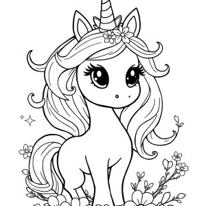 Cute Princess Unicorn Coloring Page coloring page for kids