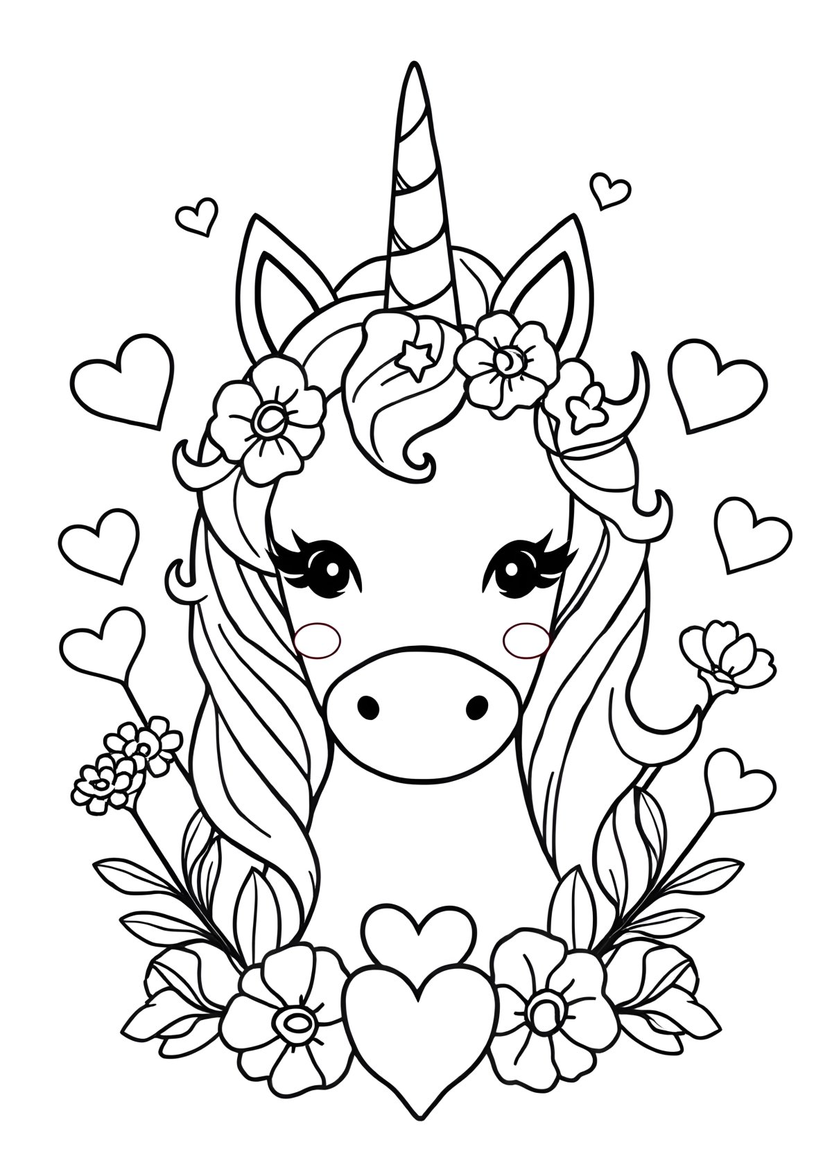 Unicorn Free Printable Valentine Coloring Page coloring page for kids