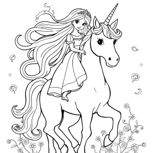 Unicorn Princess Horse Coloring Page coloring page for kids
