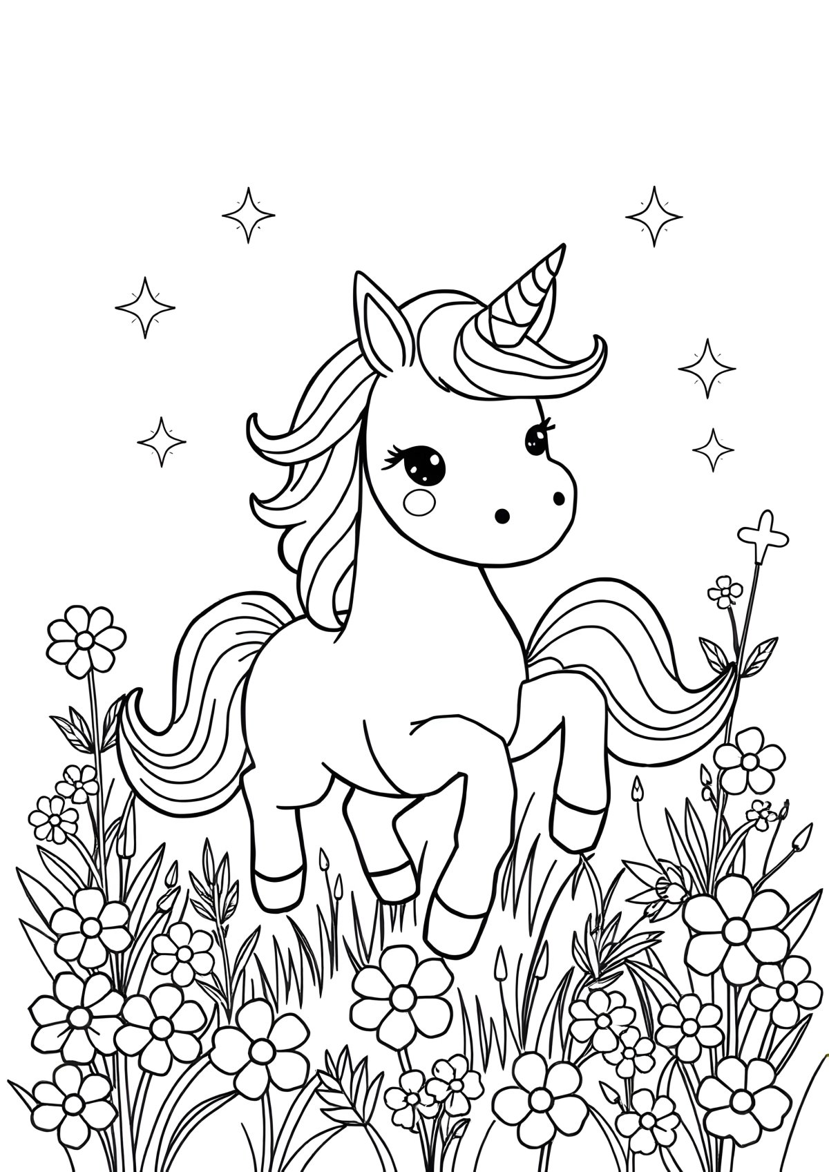 Get Coloring Page Unicorn coloring page for kids