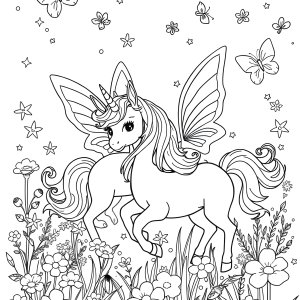 Printable Fairies And Unicorns Coloring Page coloring page for kids