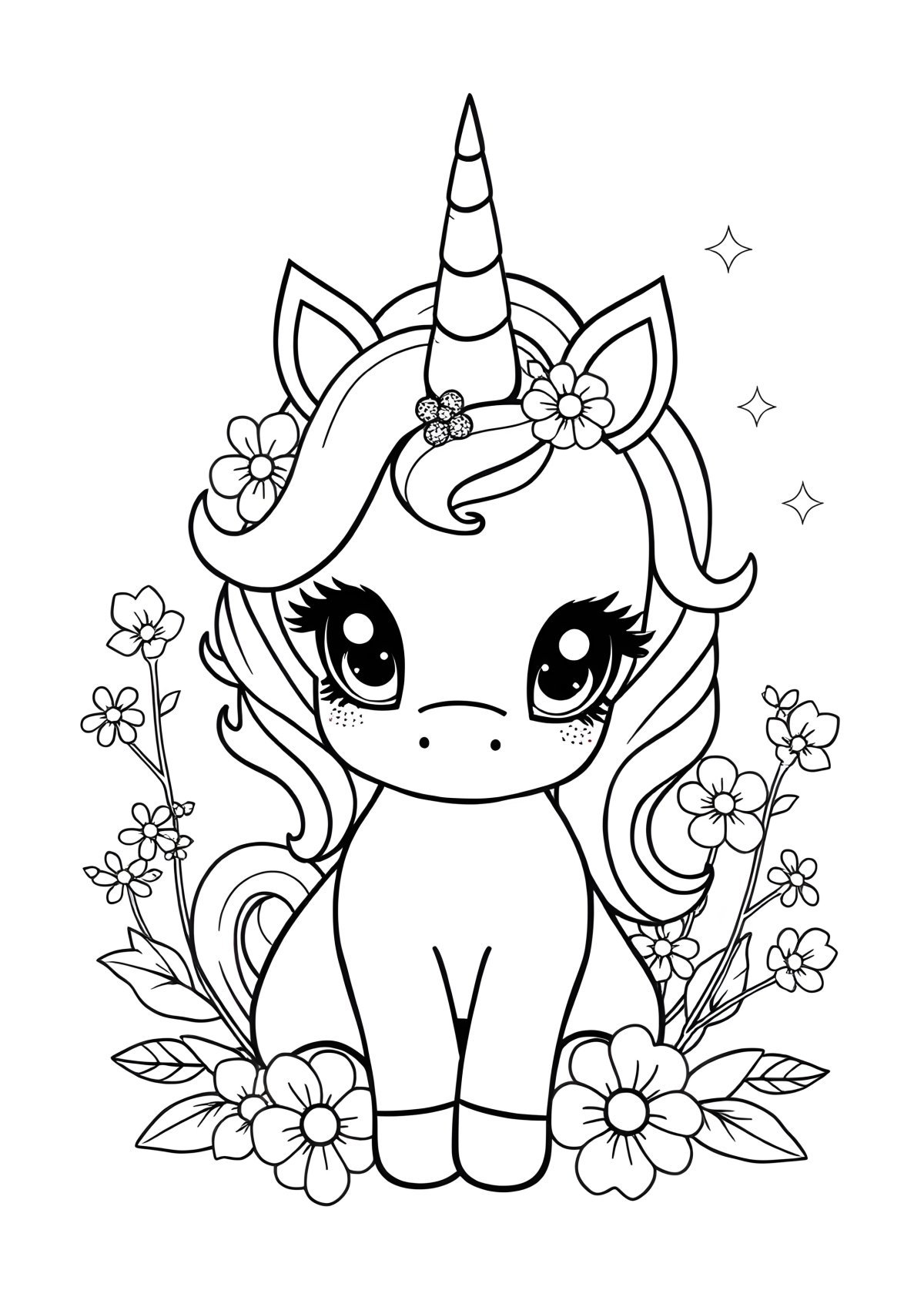 Baby Unicorn Coloring Page For Girls coloring page for kids
