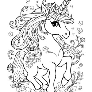 Cute Unicorn Coloring Page Hard coloring page for kids