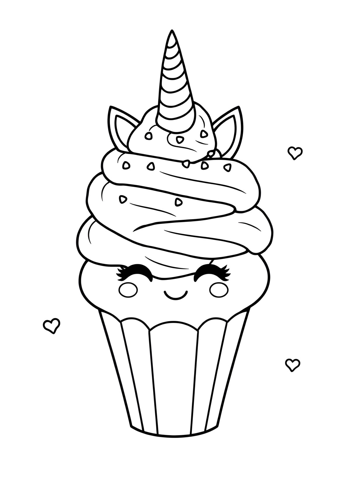 Ice Cream Unicorn Cupcake Coloring Page coloring page for kids
