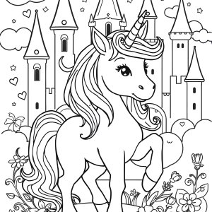 Unicorn Rainbow Princess Unicorn Barbie Coloring Page coloring page for kids