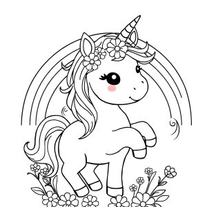 Baby Unicorn Coloring Page Rainbow Unicorn Drawing coloring page for kids