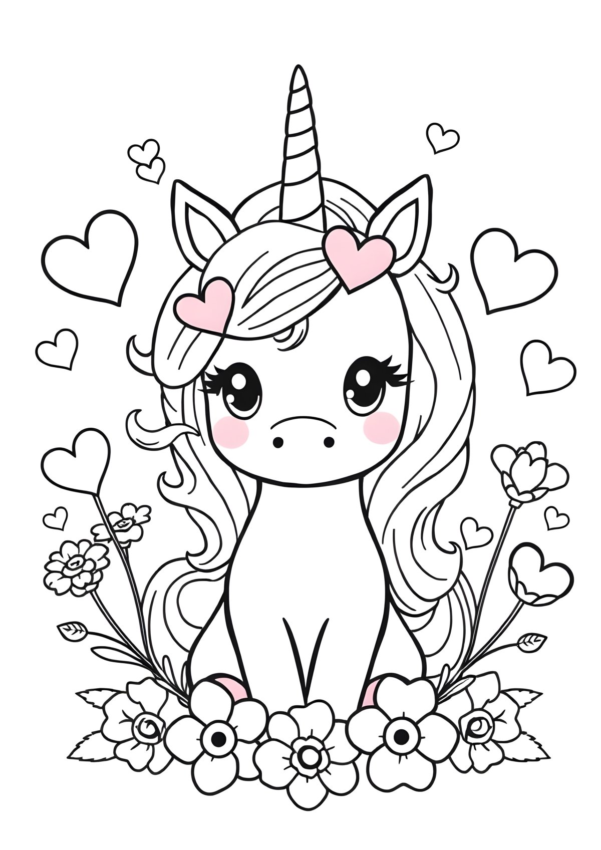 Valentines Day Coloring Page Unicorn coloring page for kids