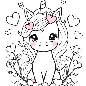 Valentines Day Coloring Page Unicorn coloring page for kids