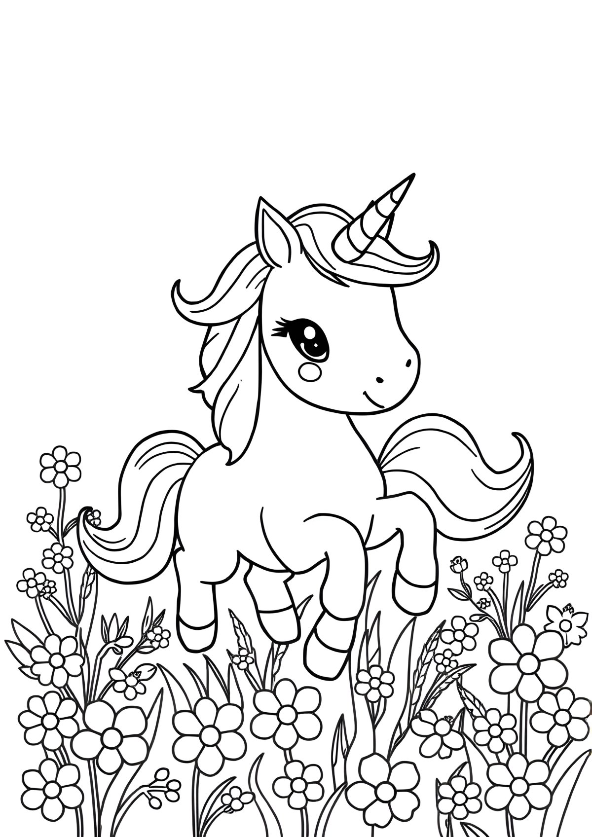 Cute Unicorn Coloring Page To Print coloring page for kids