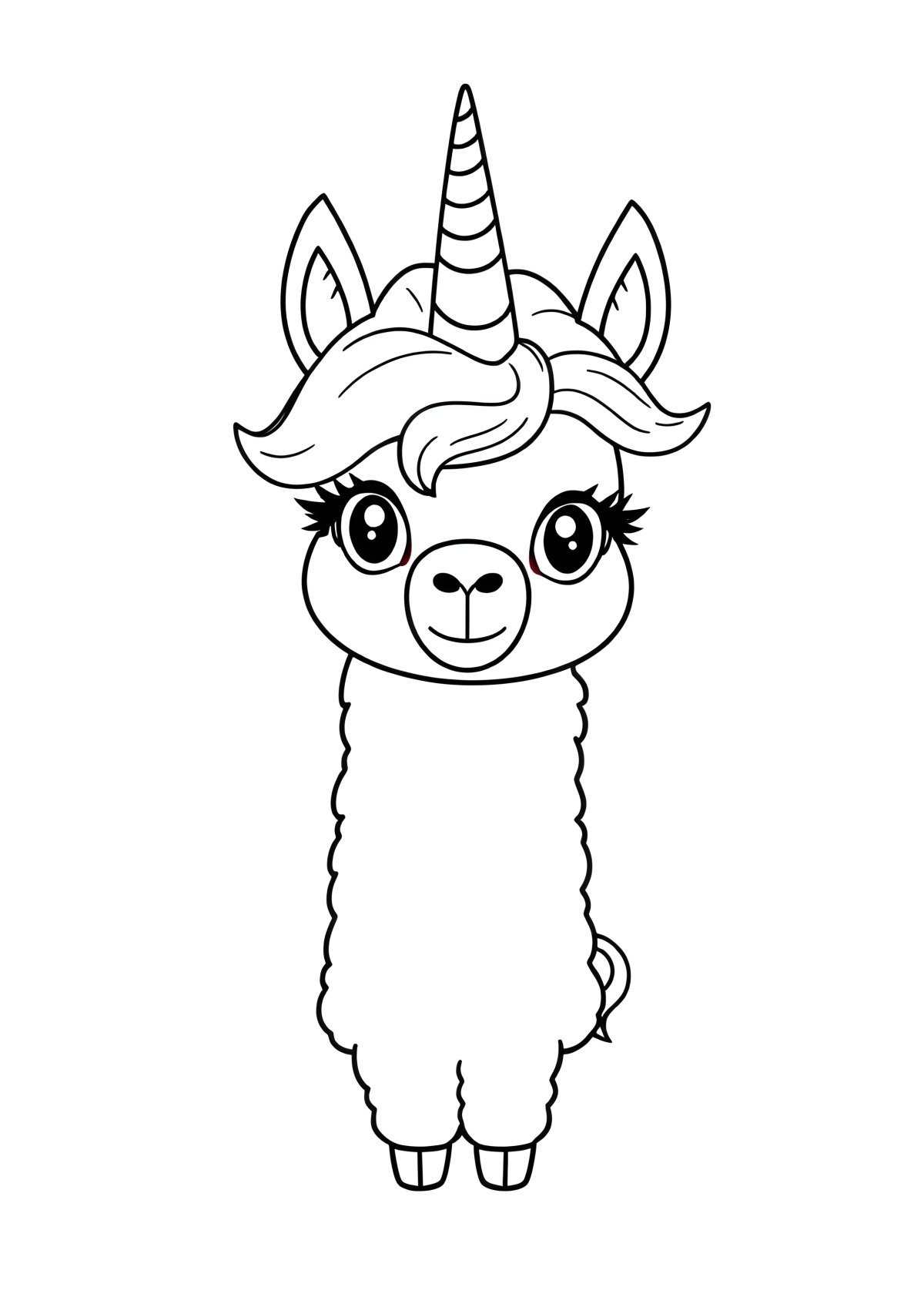 Lama Unicorn Coloring Page coloring page for kids
