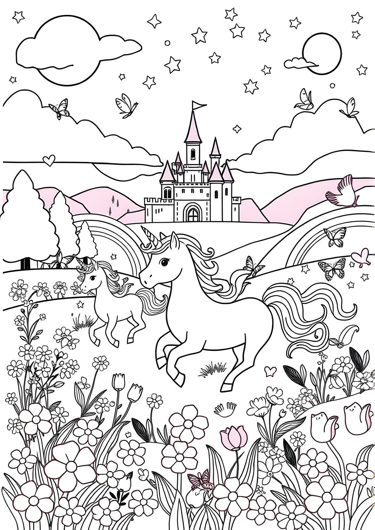 Color Page Of Unicorns coloring page for kids