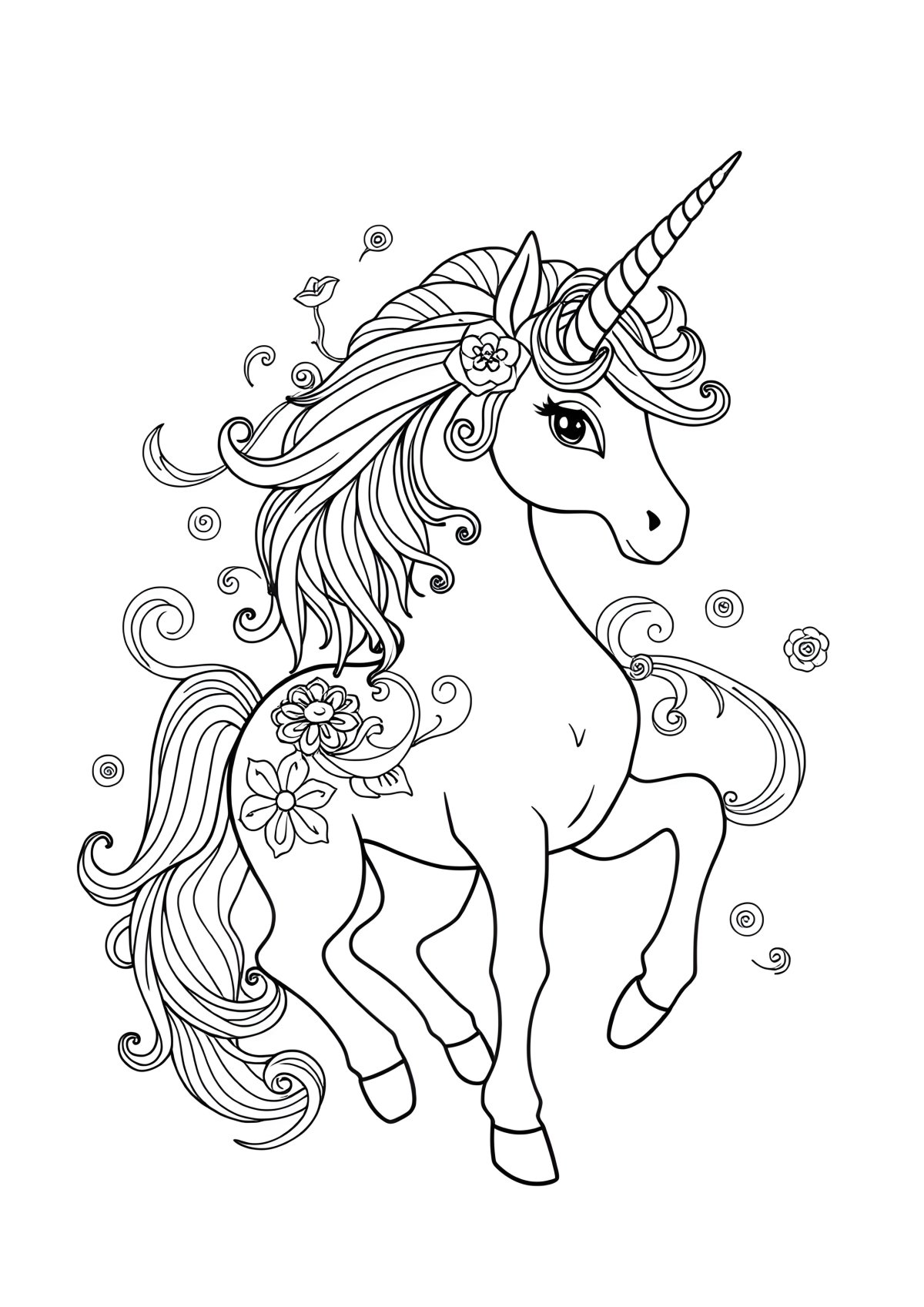 Unicorn Coloring Page Adults coloring page for kids