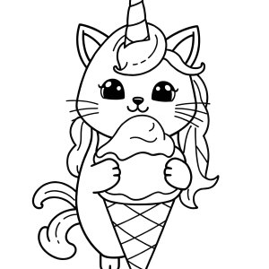 Ice Cream Unicorn Pusheen Coloring Page coloring page for kids