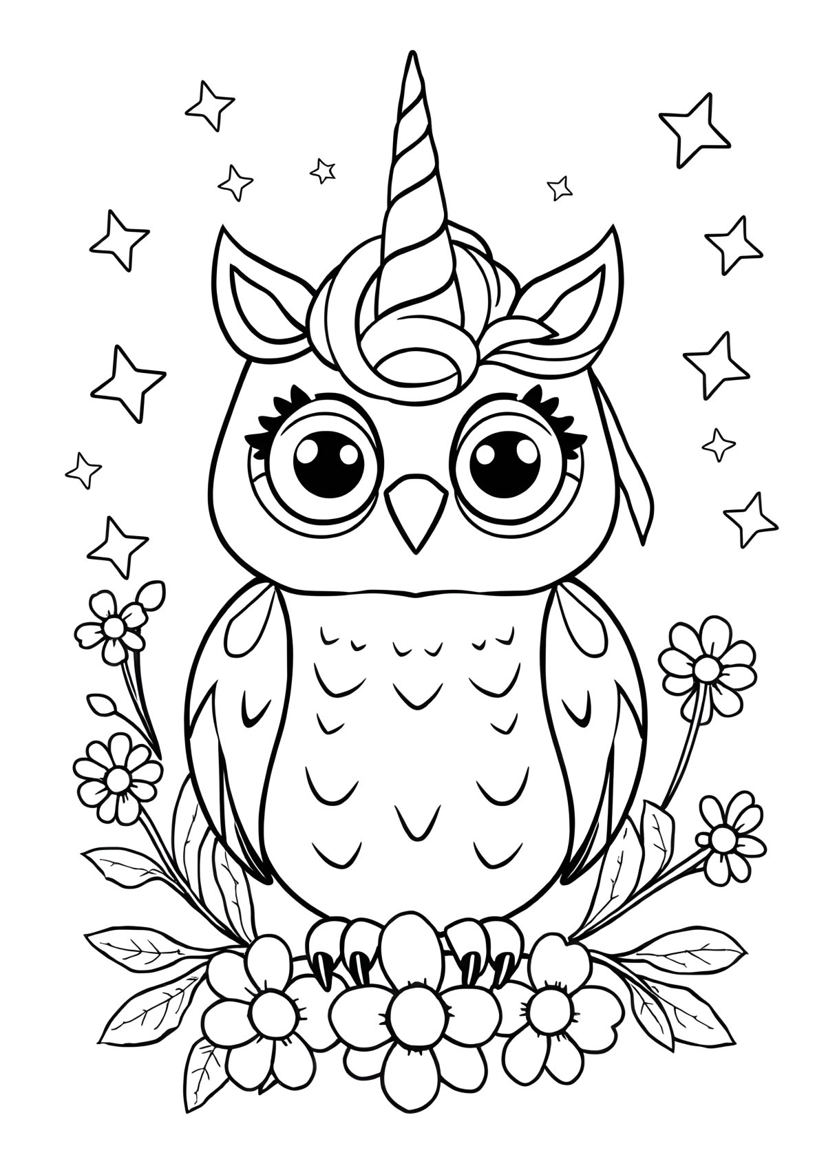 Owl Unicorn Coloring Page coloring page for kids