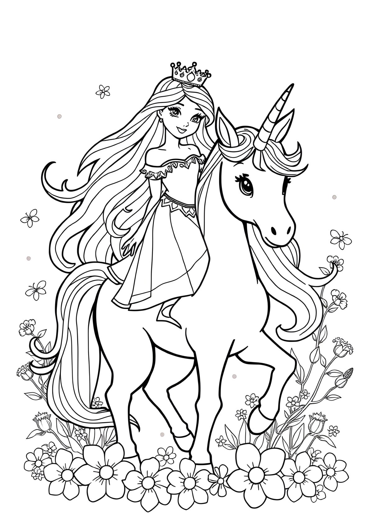 Princess Princess Unicorn Coloring Page coloring page for kids